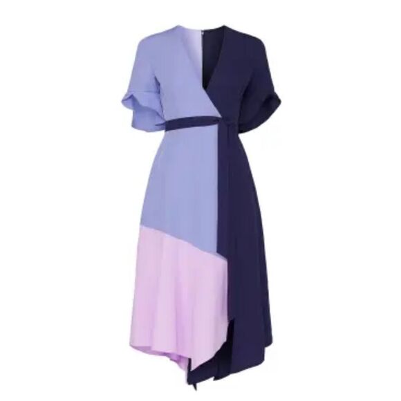 Anthropologie hutch contemporary abstract art color block wrap crepe dress - Picture 13 of 14